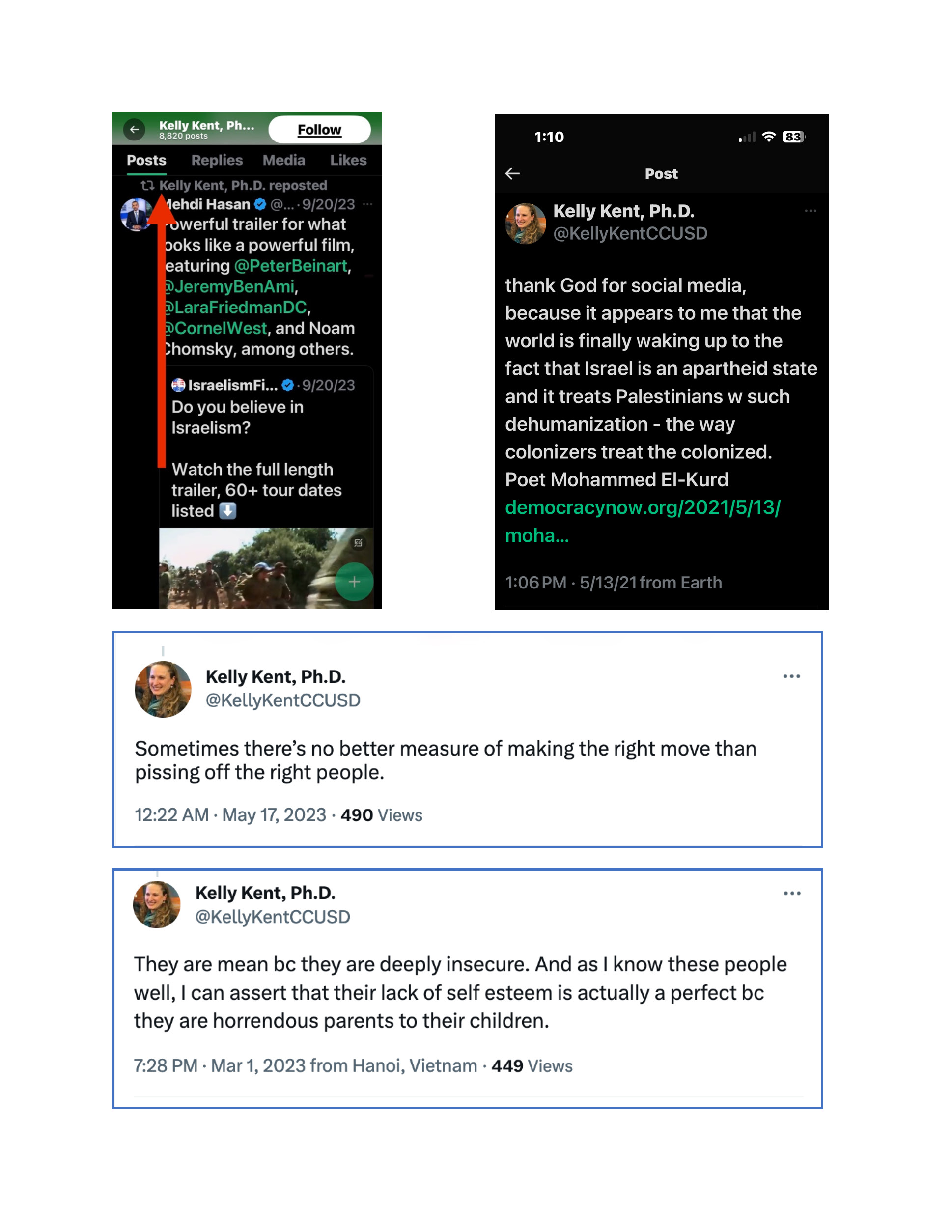 Additional Kelly Kent social-media posts preserved in CCUSD governance record